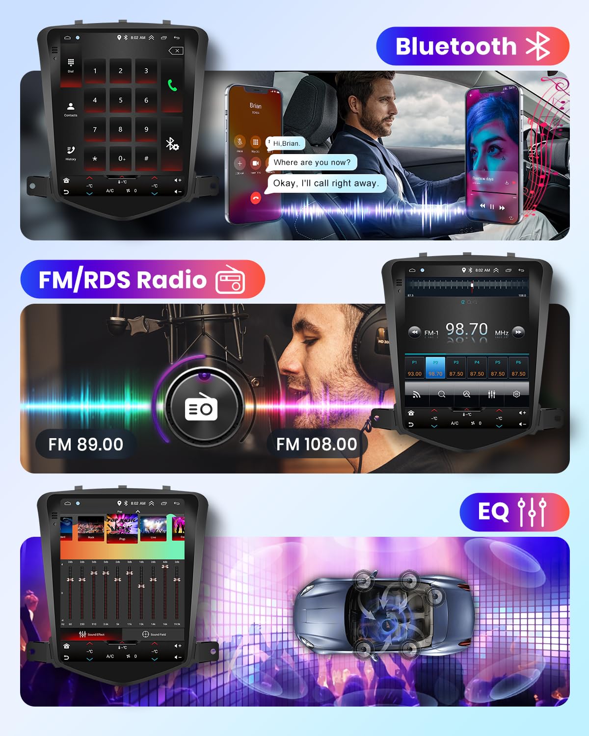 Rimoody Bluetooth and FM radio for hands-free calls and radio listening.