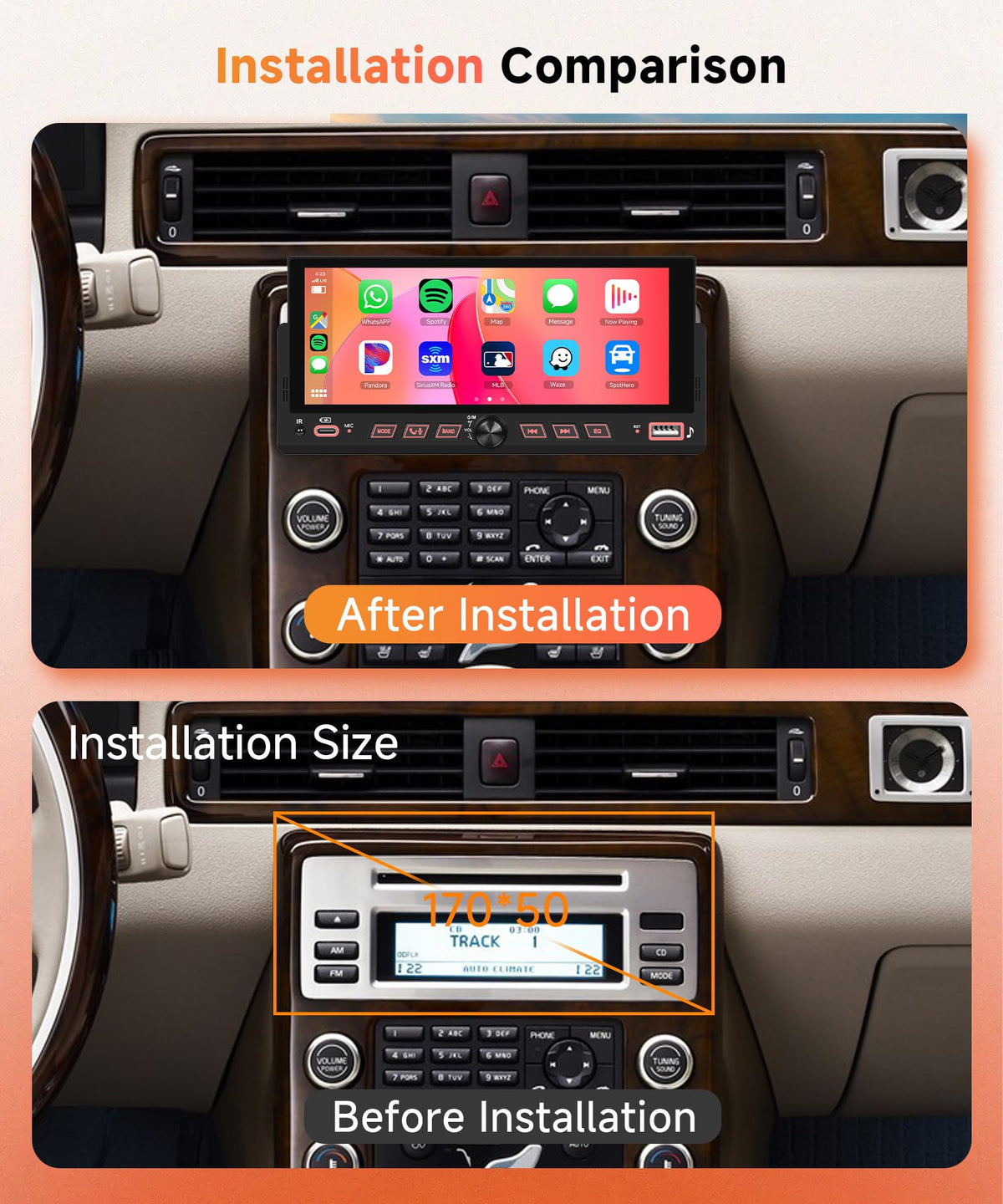 Rimoody 6.86-inch dashboard display for Android Auto use.