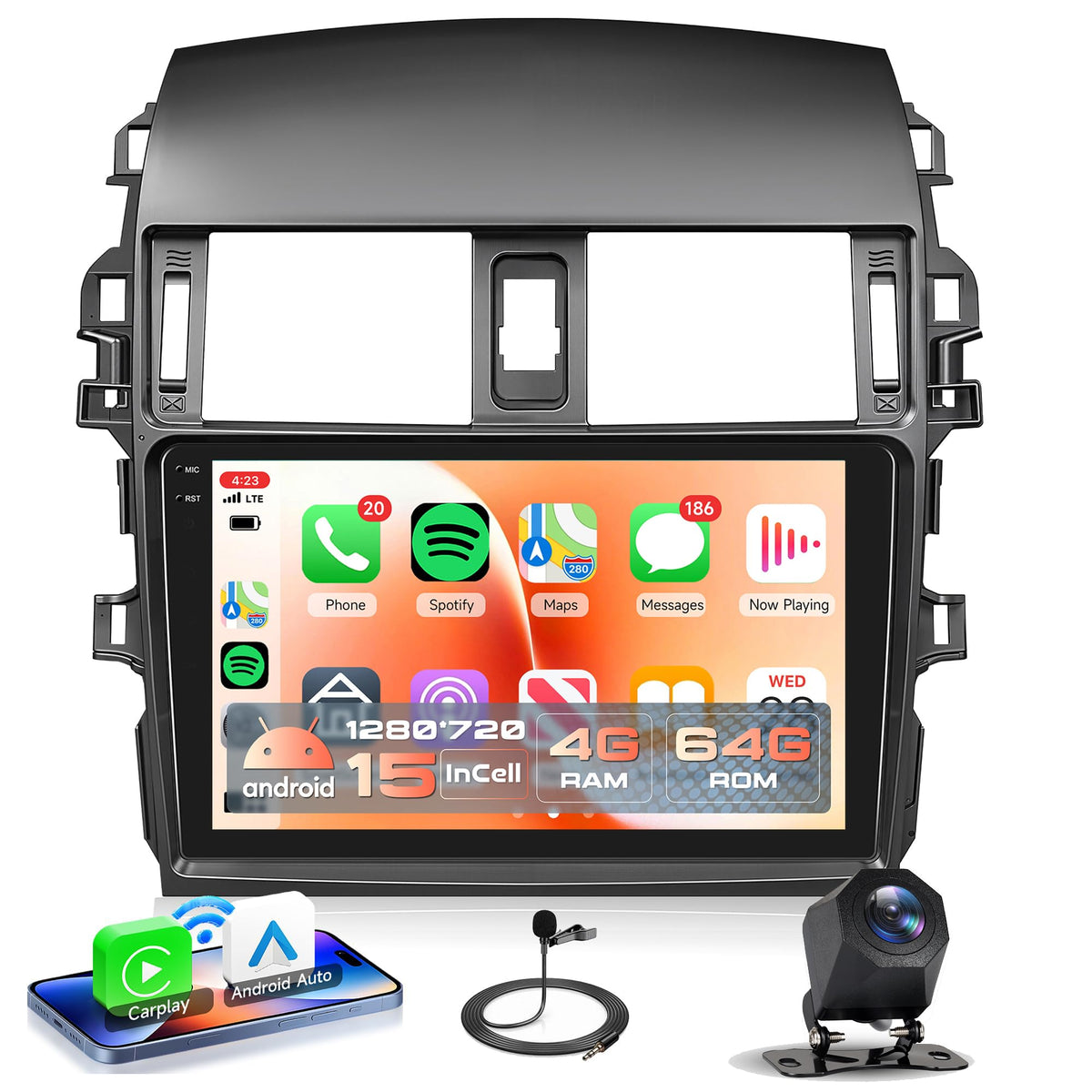 Rimoody car stereo 9-inch INCELL display for Toyota Corolla enhances clarity and control.
