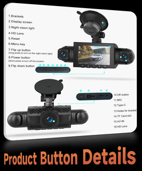 Rimoody dash cam beside a hand to show compact size and discreet fit