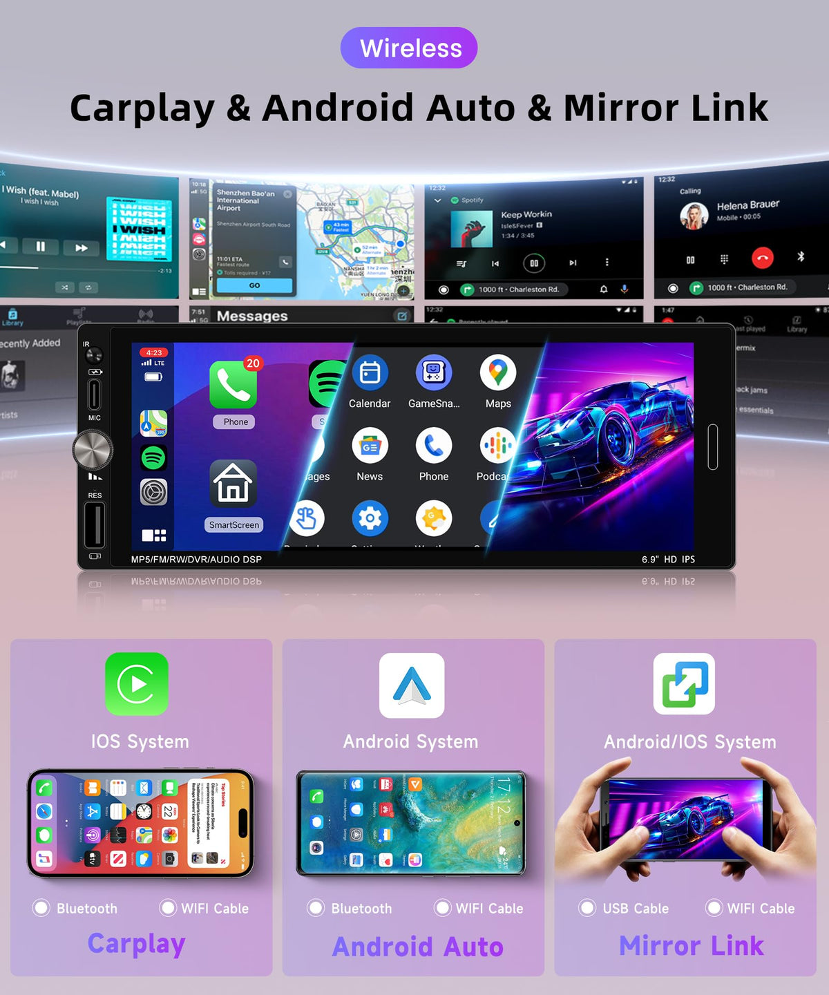 Rimoody touchscreen in car with navigation active for safer hands‑free driving