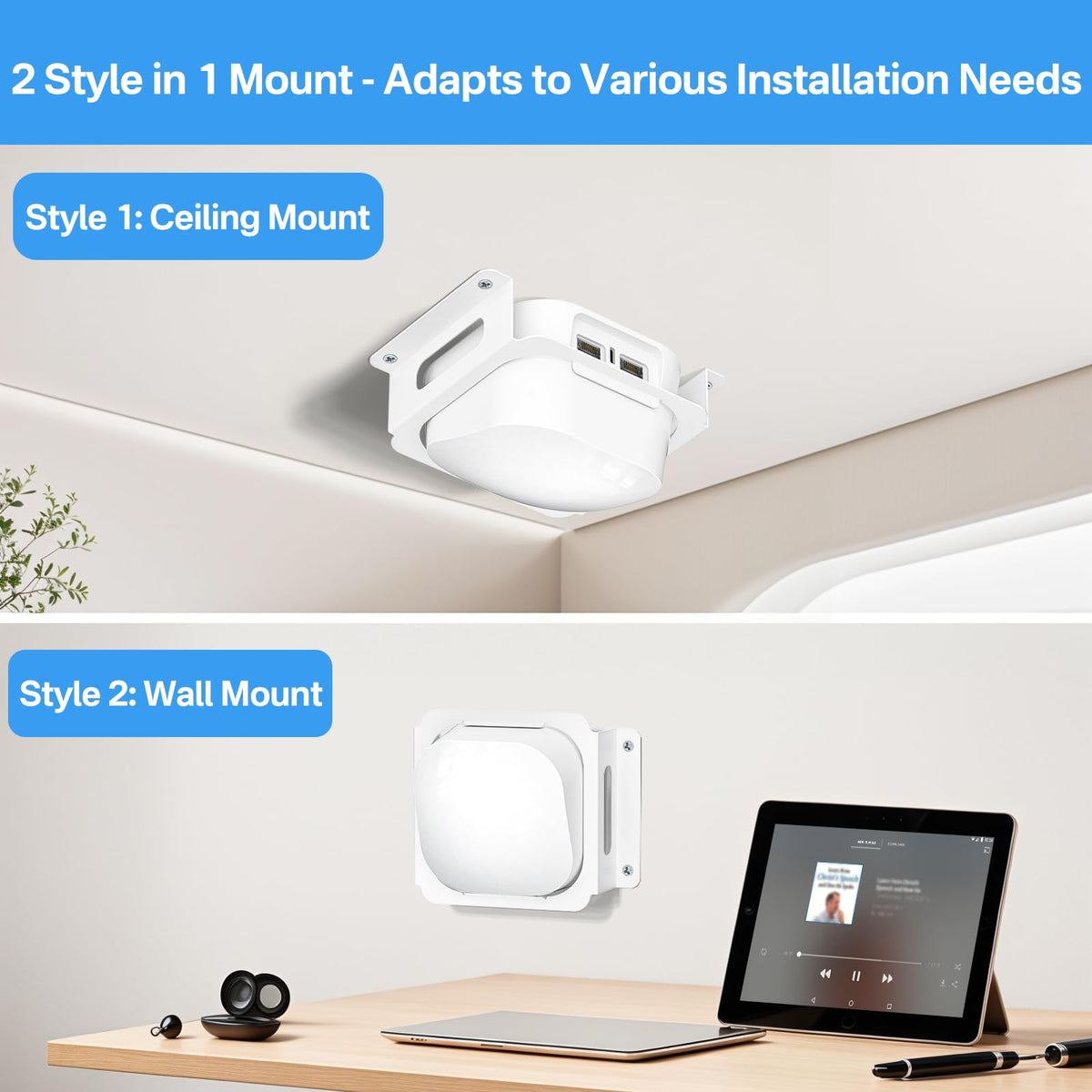 Rimous ceiling installation in living room improves Wi‑Fi reach