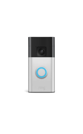 Ring Battery Doorbell front view shows broad porch visibility and monitoring benefits.