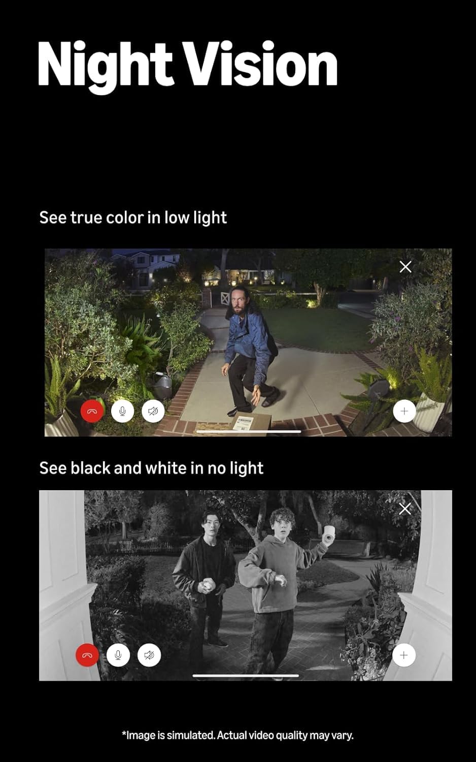 Ring Battery Doorbell Plus night vision color and B/W mode preserves visibility