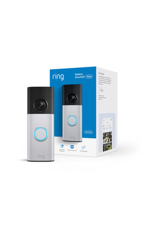 Ring Battery Doorbell Plus retinal 2K wide-angle view for clear home monitoring