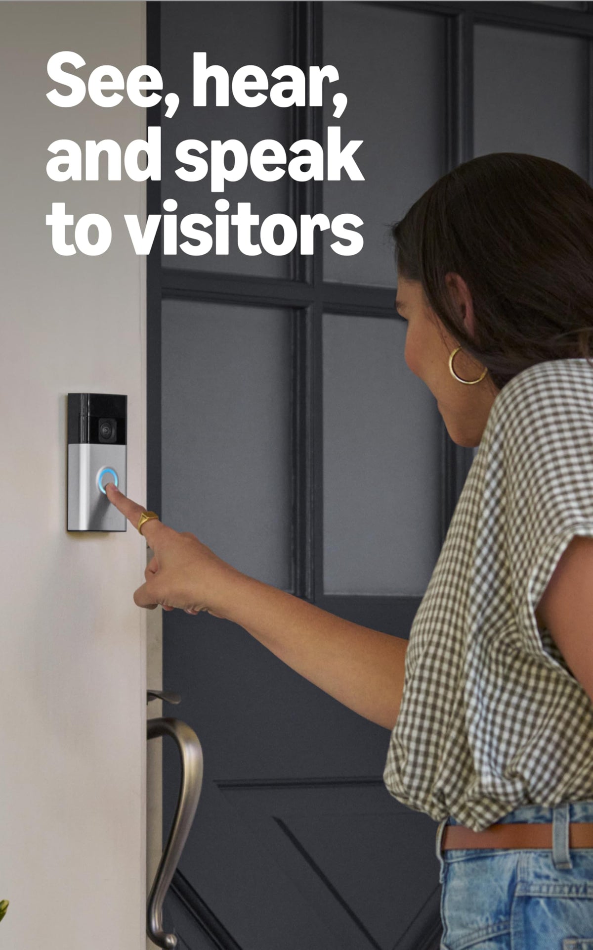 Ring Battery Doorbell Venetian Bronze motion alerts keep you informed.
