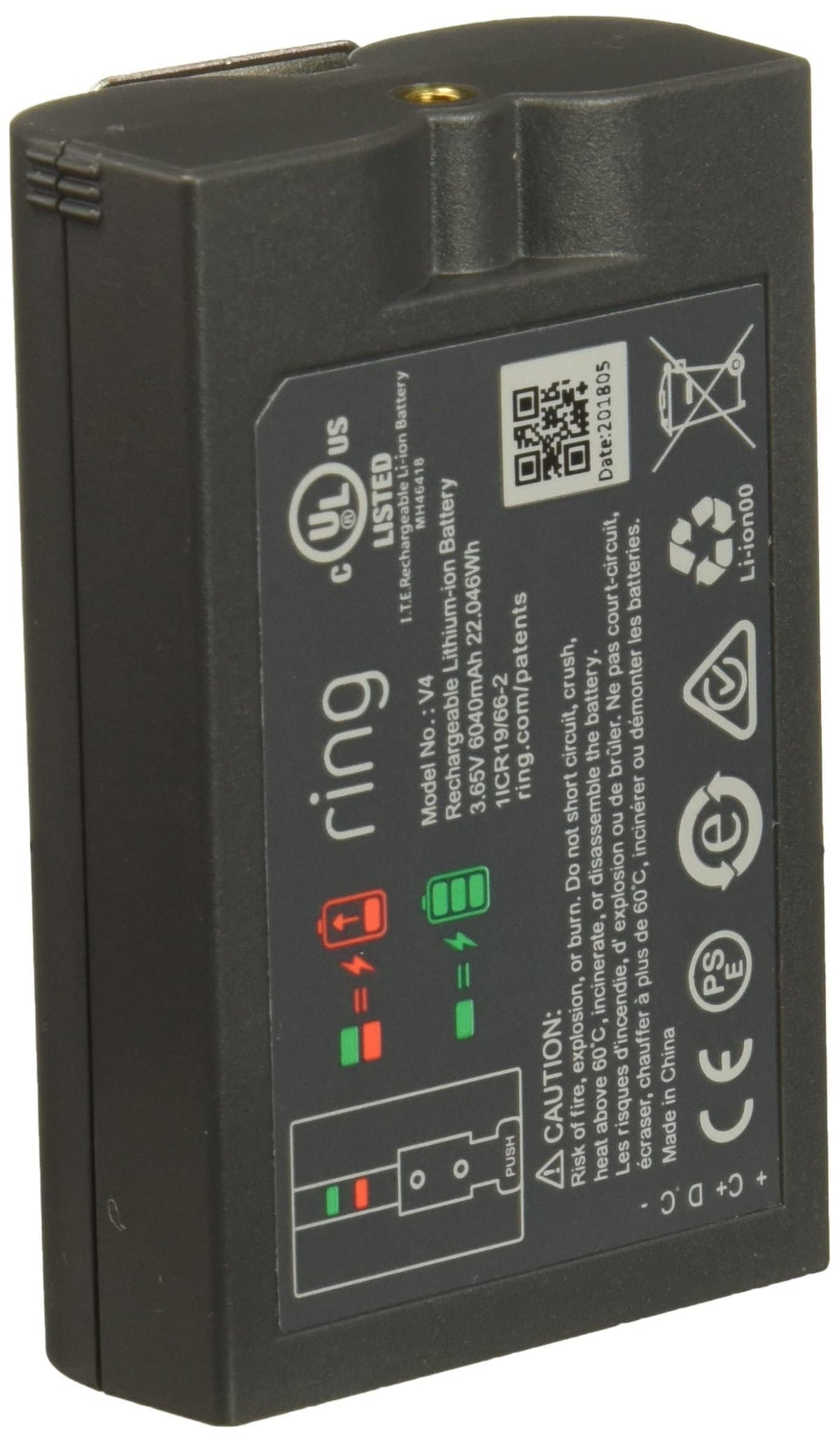 Ring battery quick-release tab close-up highlighting easy swap and secure fit benefit
