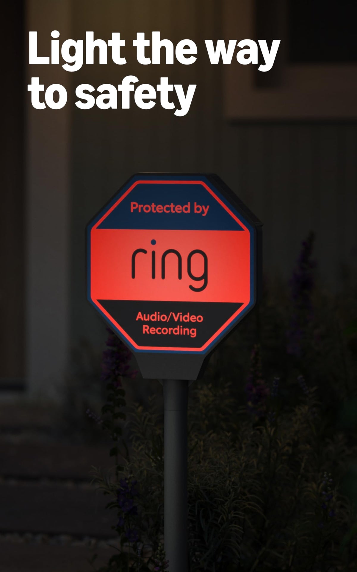 Ring Beacon solar panel closeup showing brand and reliable daytime charging