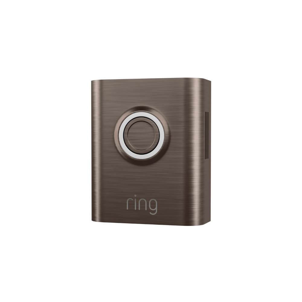 Ring brushed-bronze faceplate front view showing refined finish and cohesive curb appeal