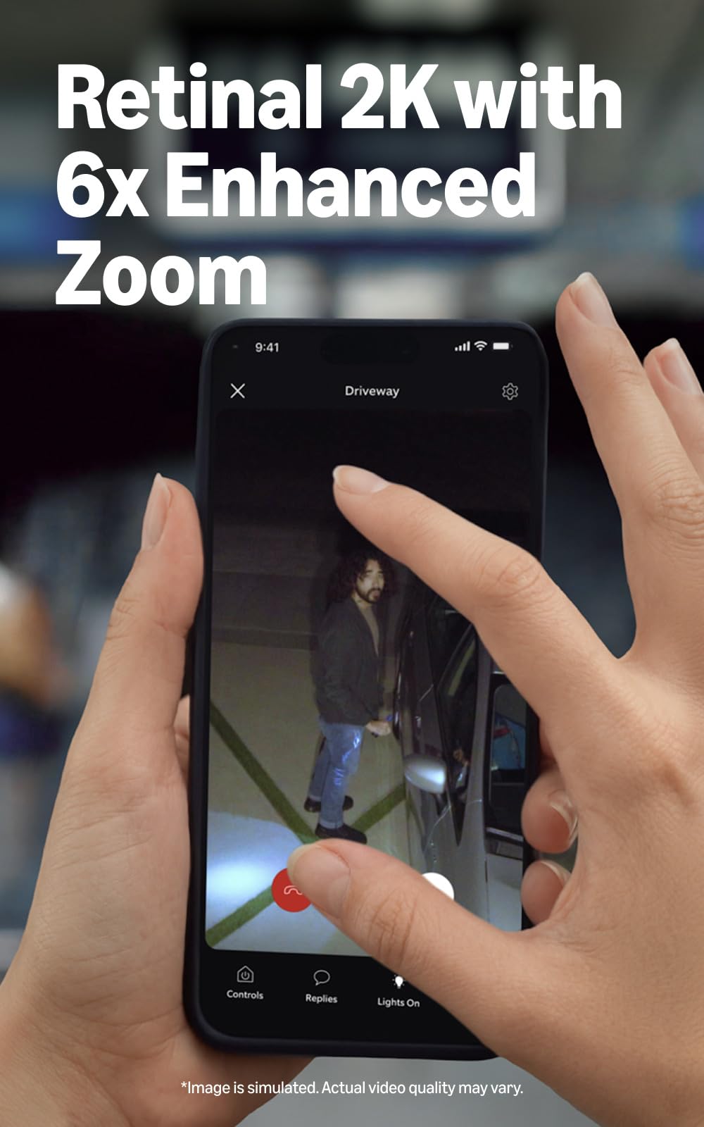 Ring Floodlight Cam 2K video detail captures faces clearly.