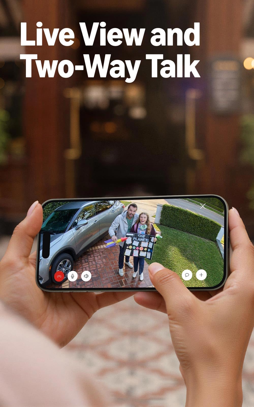 Ring Floodlight Cam built-in siren activates remotely to deter visitors.