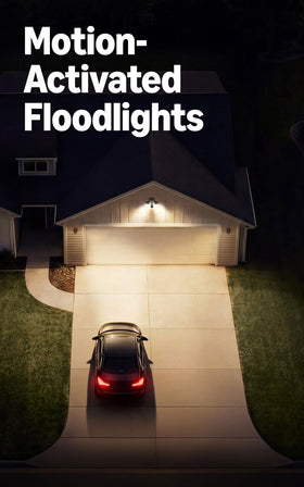 Ring Floodlight Cam ultra-bright lights illuminate large areas and deter intruders.