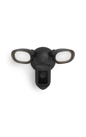 Ring Floodlight Cam Wired Pro front-angle captures 2K video with bright floodlights.