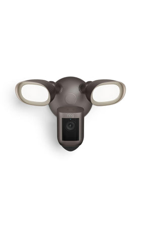 Ring Floodlight Cam Wired Pro front view in dark bronze for outdoor security