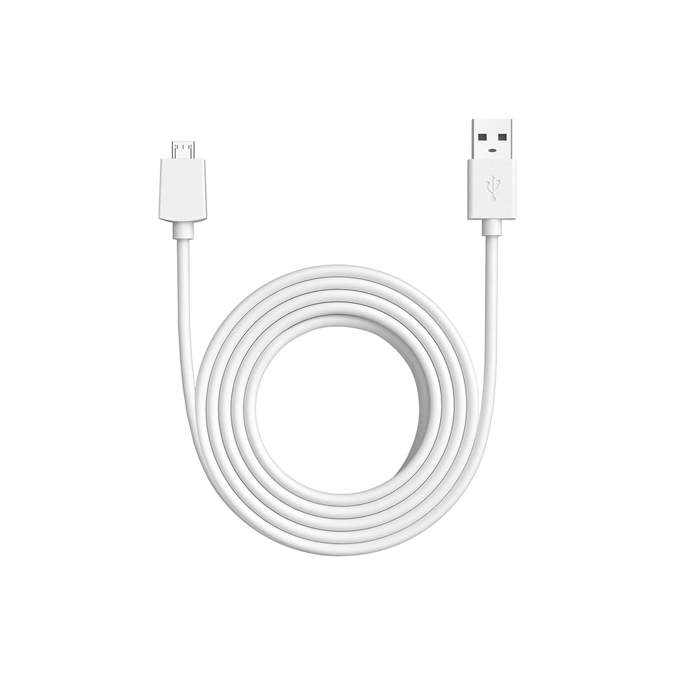 Ring Indoor Cam 2nd Gen 10ft USB-A to Micro USB power cable in white enables flexible placement