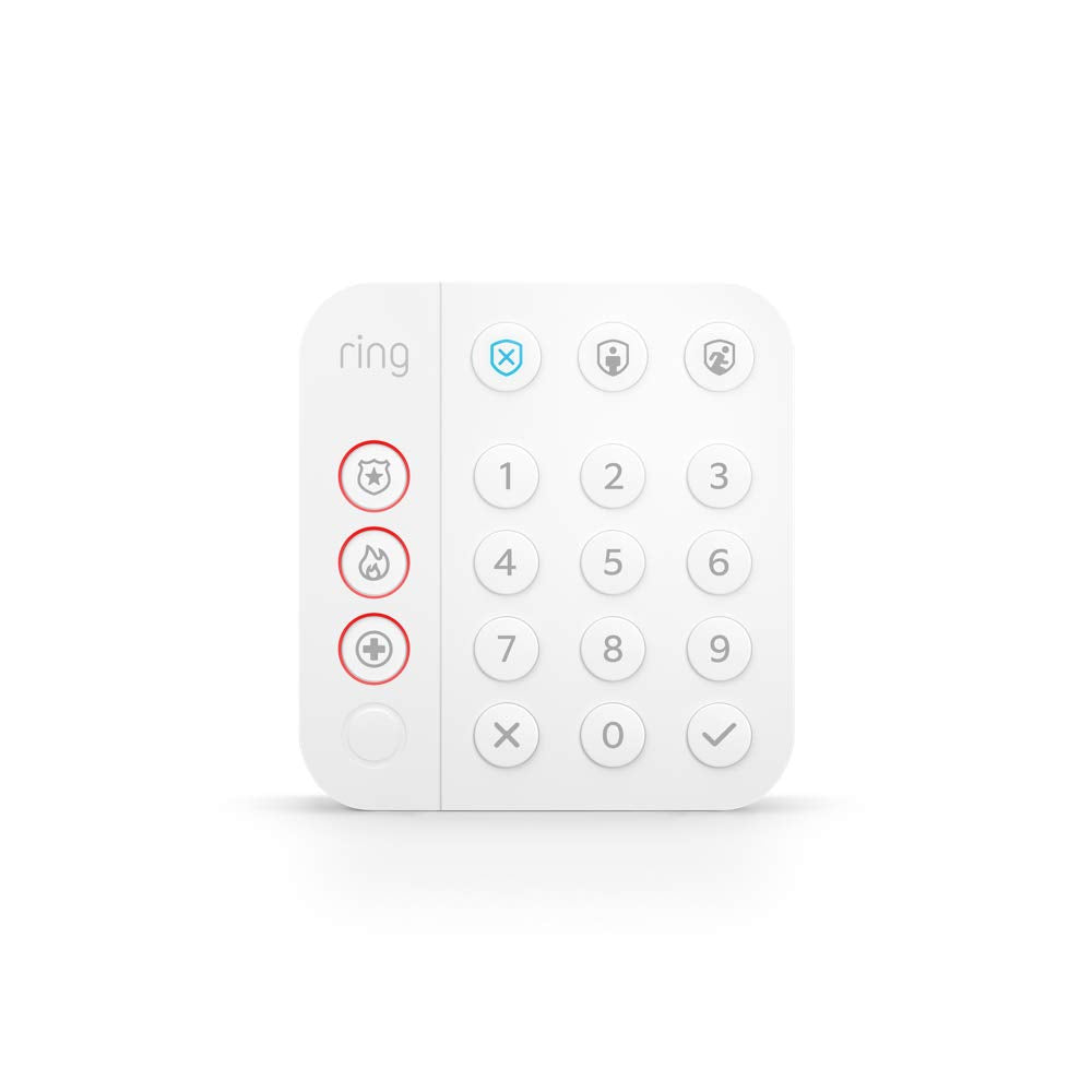 Ring keypad front view showing controls and clear status lights for quick access