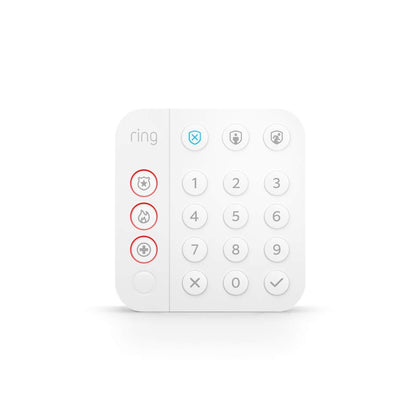 Ring keypad front view showing controls and clear status lights for quick access