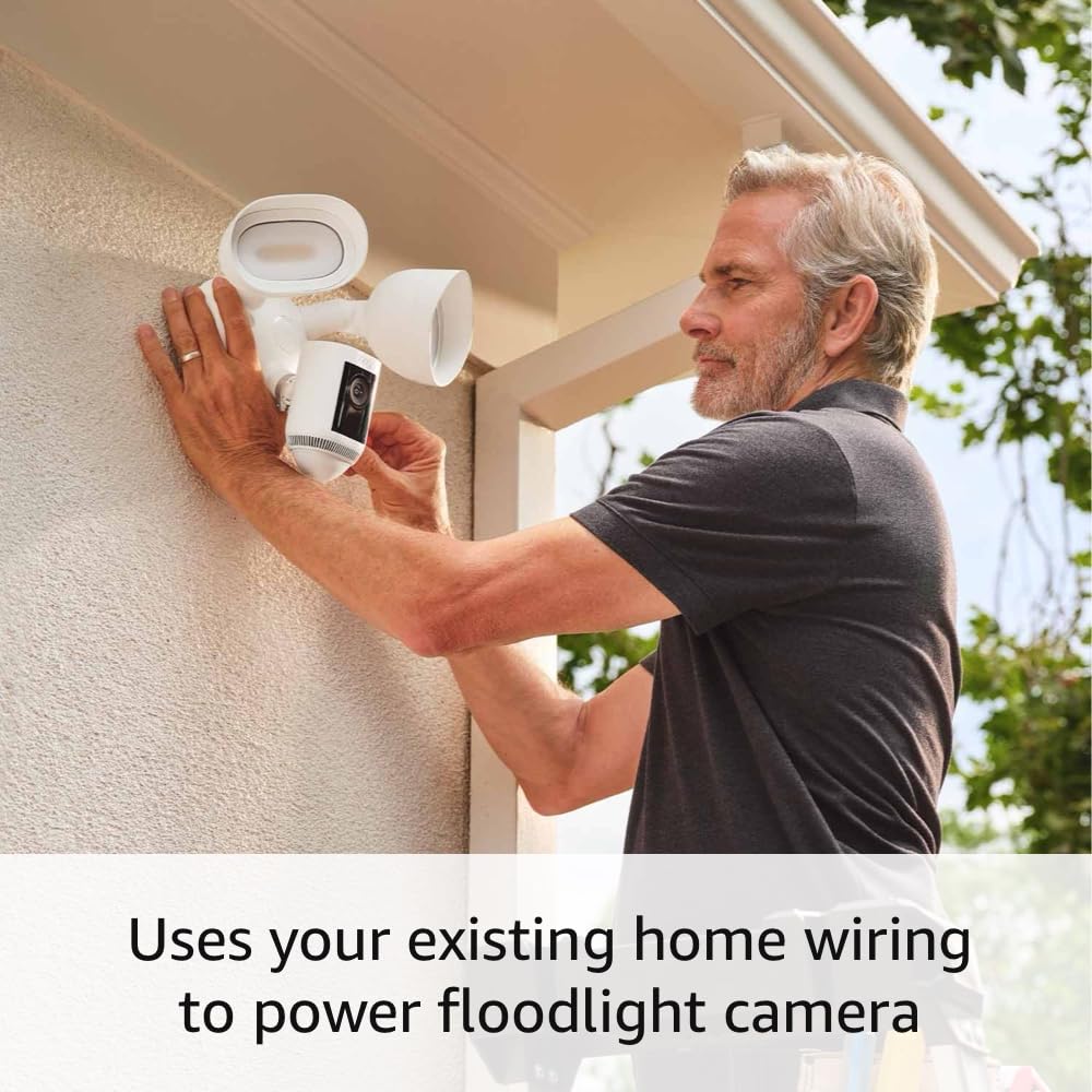 Ring Like-New Floodlight Cam Wired Pro works with Alexa for hands-free control