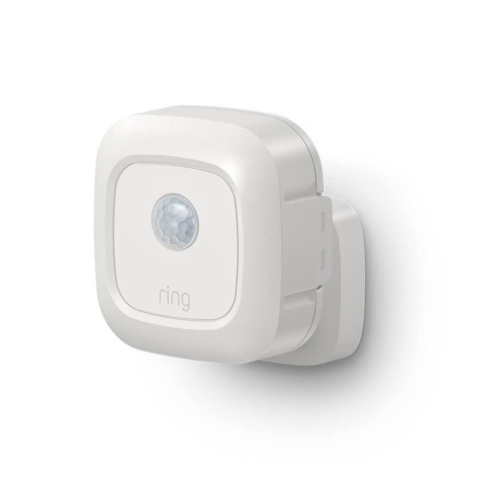 Ring motion sensor front view showing compact design and easy mount benefit
