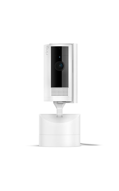 Ring Pan-Tilt Indoor Cam delivers a 360-degree view for comprehensive room monitoring.