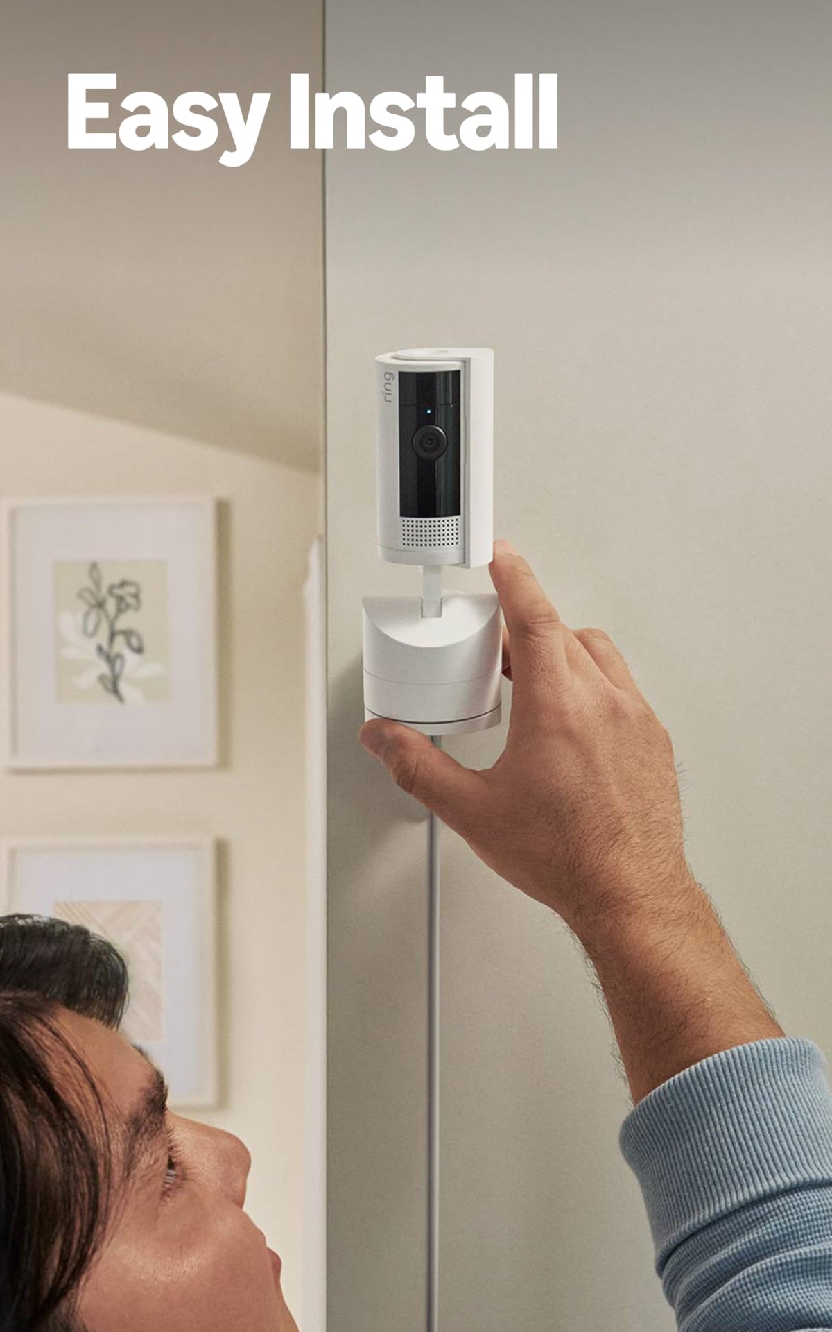 Ring Pan-Tilt Indoor Cam easy installation in minutes.