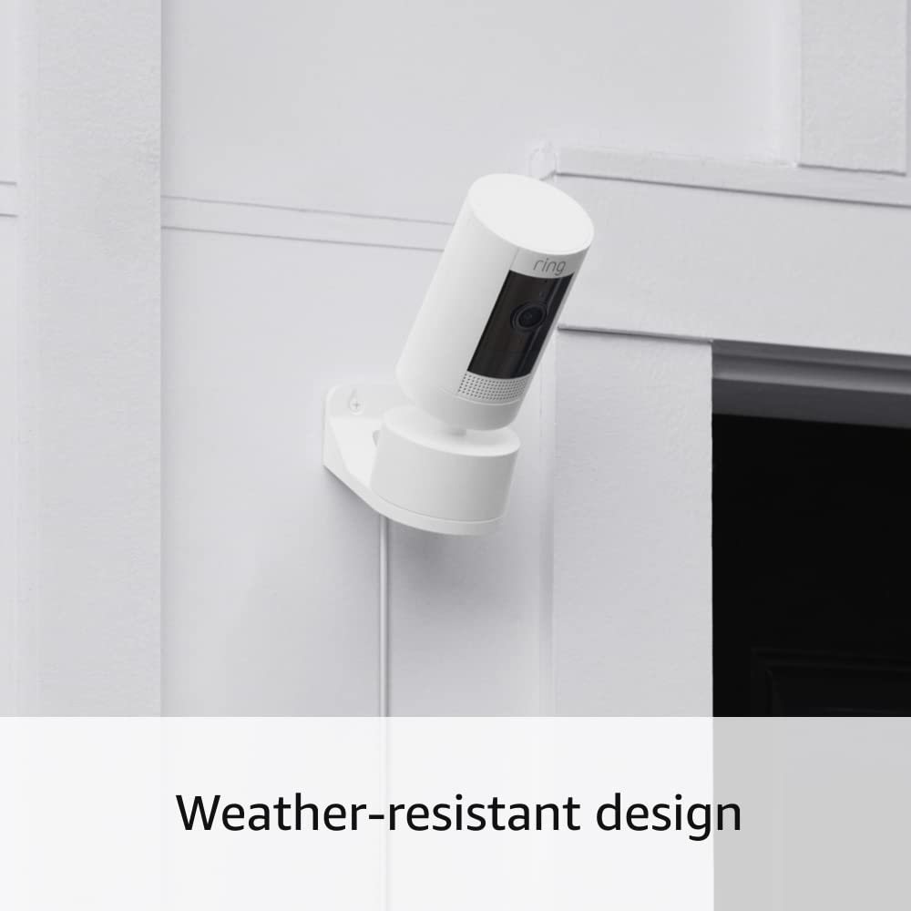 Ring mount installed with Stick Up Cam monitoring a porch, providing wider coverage and flexible angles