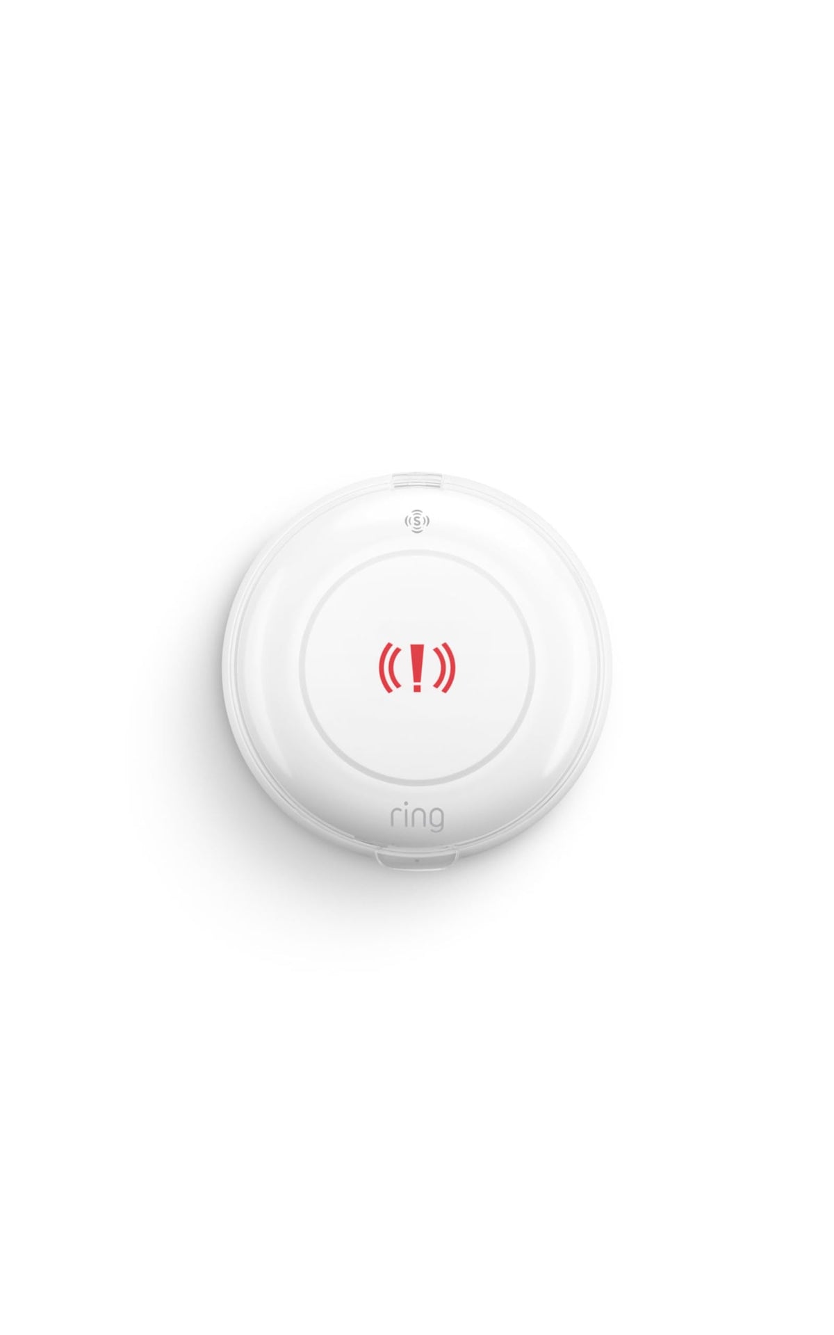 Ring panic button front view showing compact design and easy-press benefit