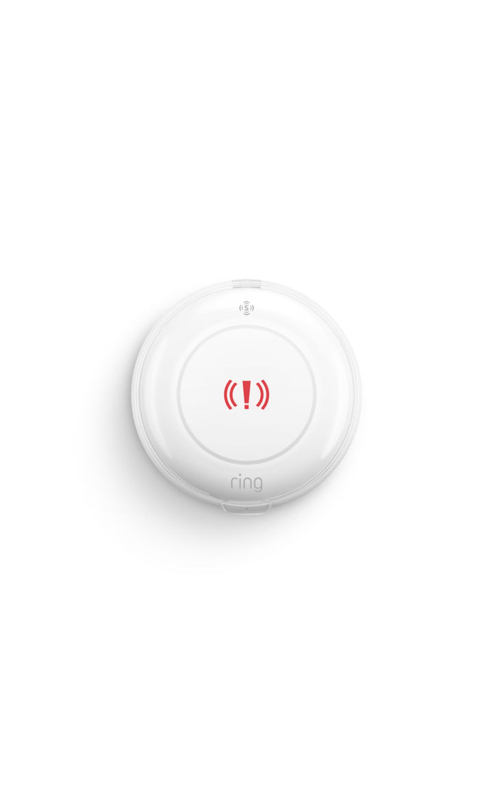 Ring panic button front view showing compact design and easy-press benefit