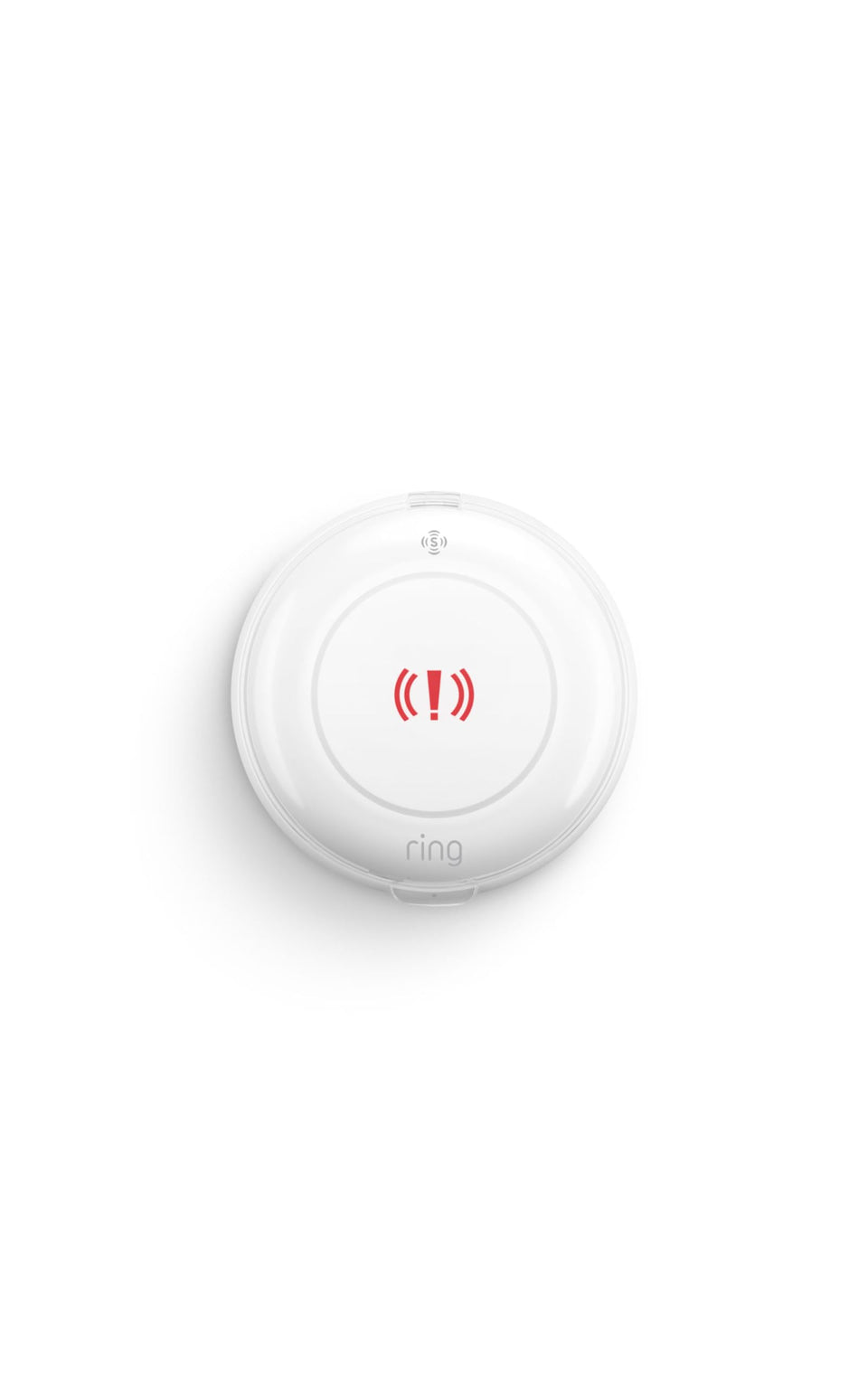 Ring panic button front view showing compact design and easy-press benefit