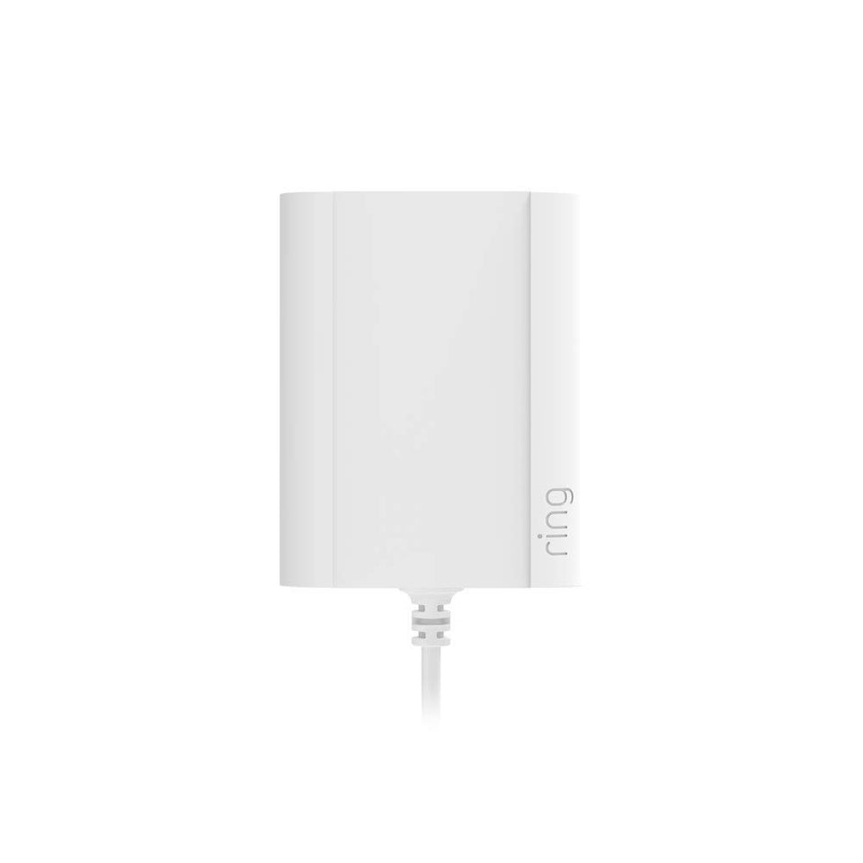 Ring plug-in adapter front view showing compact design and safe indoor use