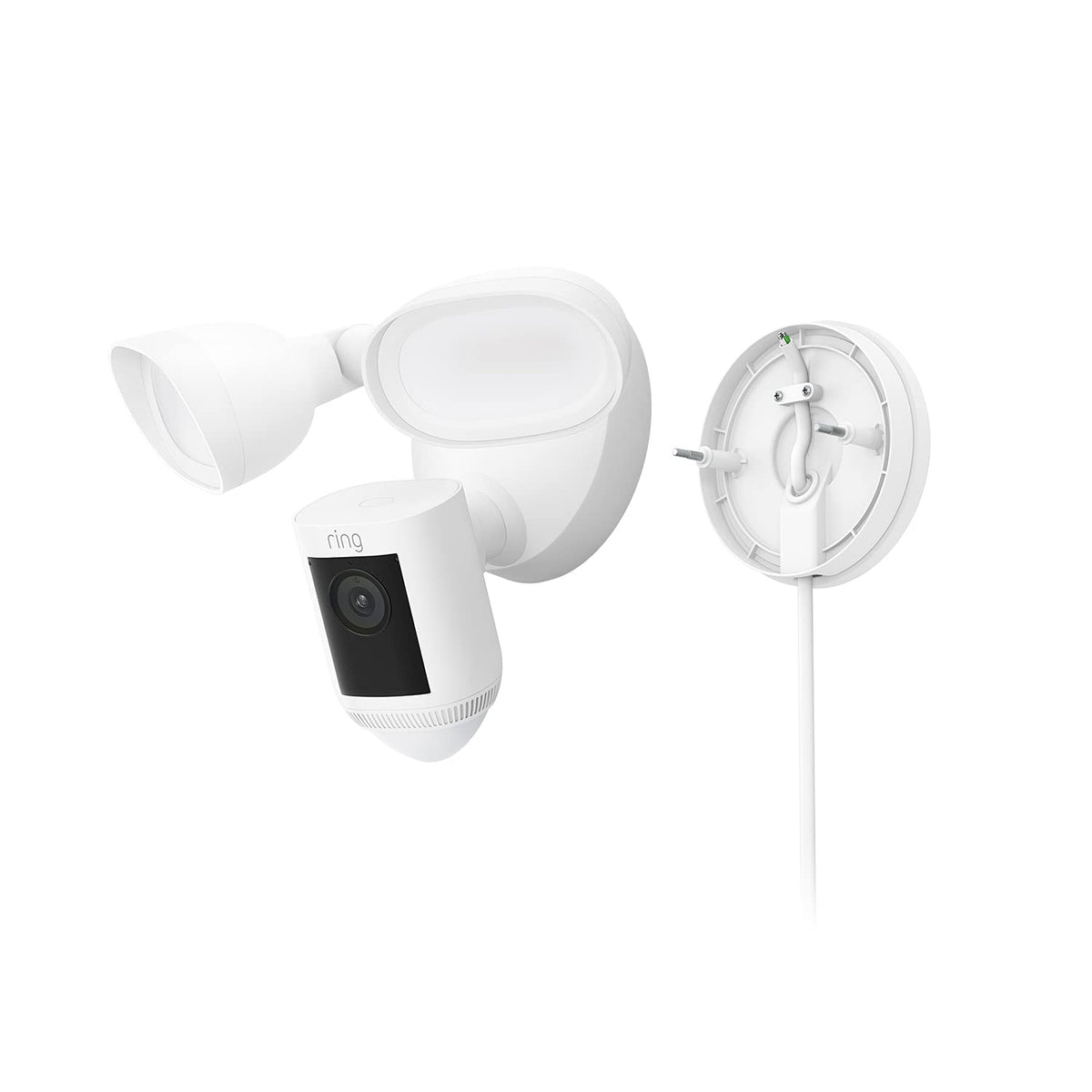 Ring Plug-In Mount with 20ft cable supports flexible placement and outlet access