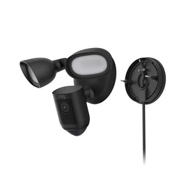 Ring plug-in mount for Floodlight Cam Wired Pro allows flexible outdoor installation with adjustable wiring.