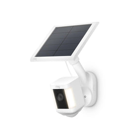 Ring mount with solar panel attached showing optimized sun angle for charging benefit