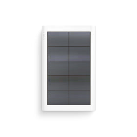 Ring small solar panel front view showing compact panel and benefit: low-profile outdoor charging