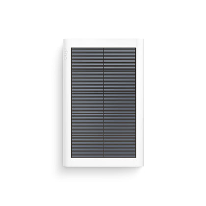 Ring small solar panel front view showing compact panel and benefit: low-profile outdoor charging