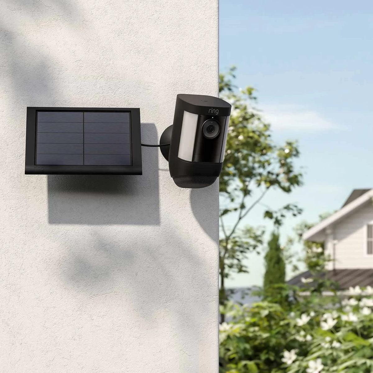 Ring Solar Panel in direct sunlight illustrates daily charging potential