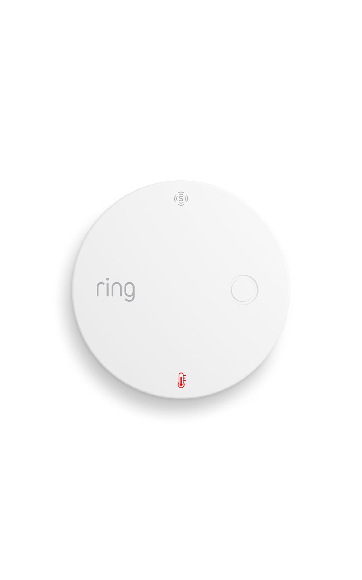 Ring temperature and humidity sensor front view showing compact design and readability benefit