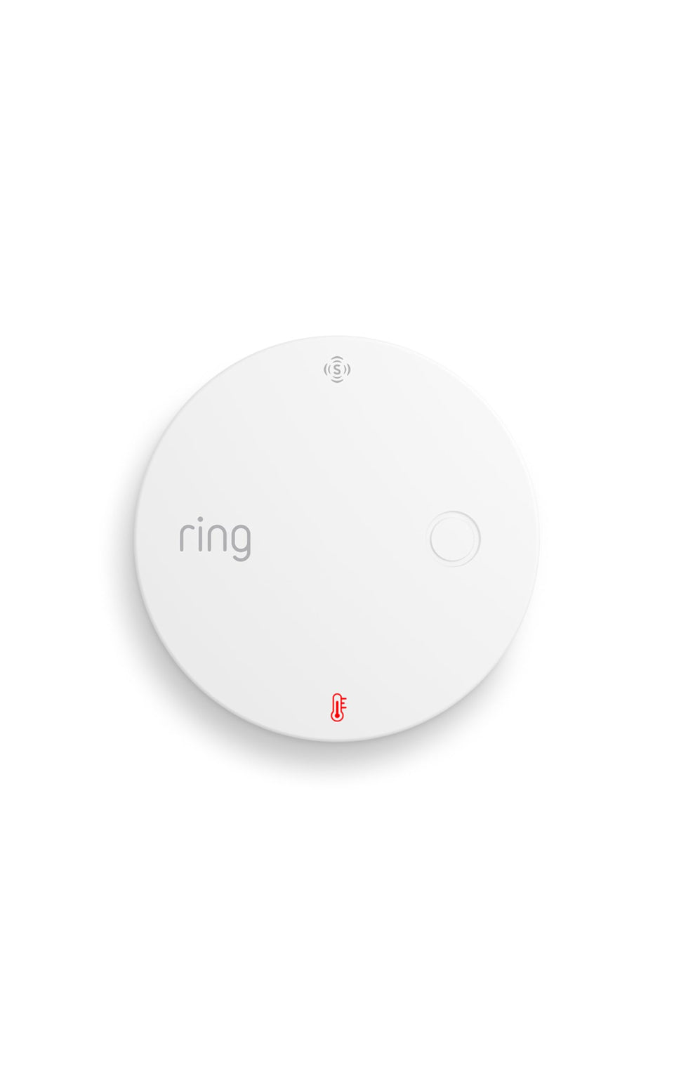 Ring temperature and humidity sensor front view showing compact design and readability benefit