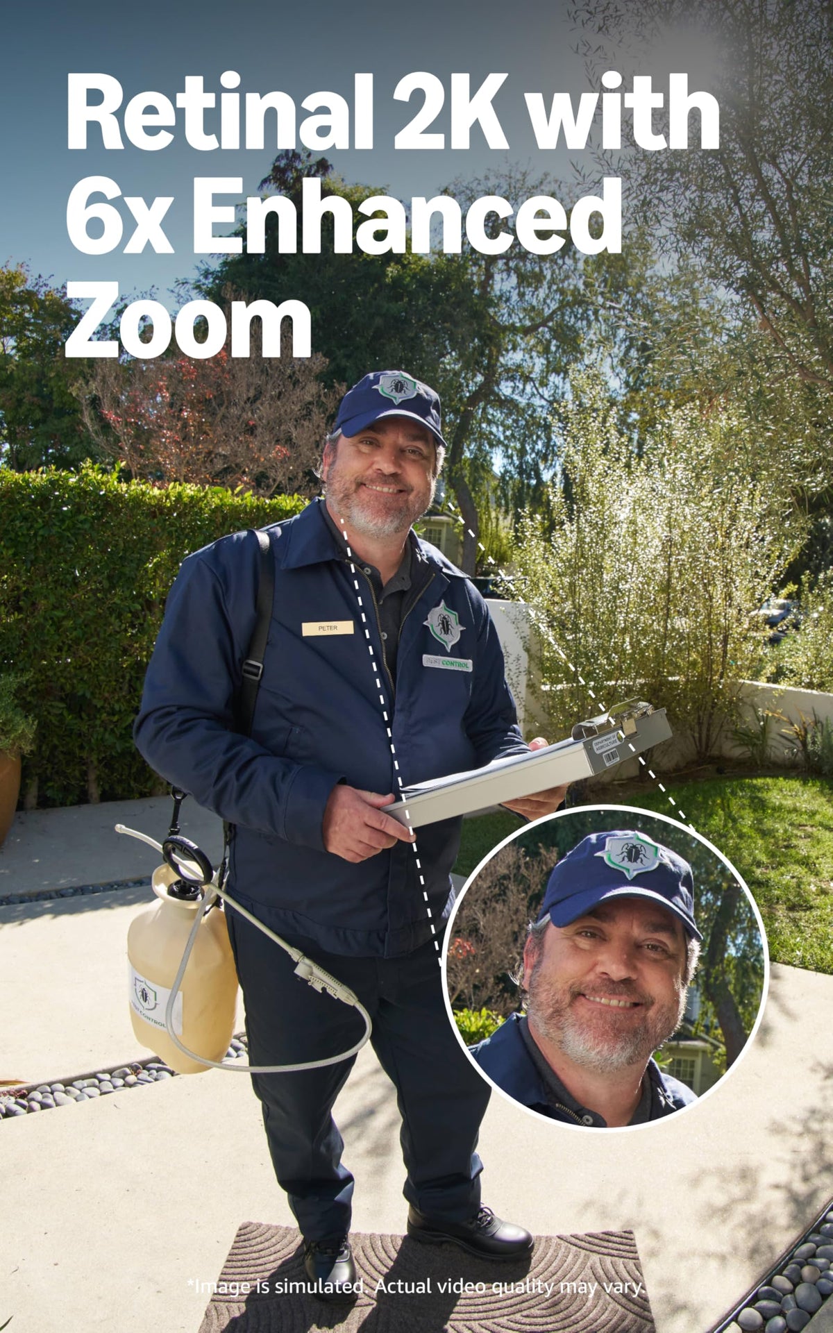 Ring Wired Doorbell enhanced 6x zoom reveals distant details at the door.