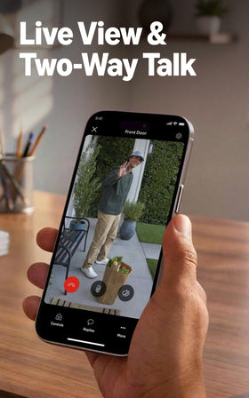 Ring Wired Doorbell Live View with two-way talk enables real-time conversation.