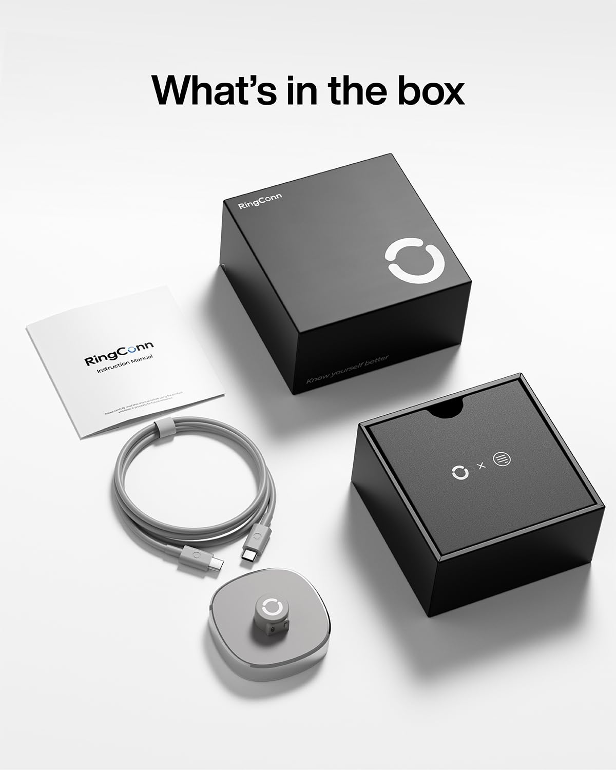RingConn charger on bedside table showing travel-friendly compactness benefit