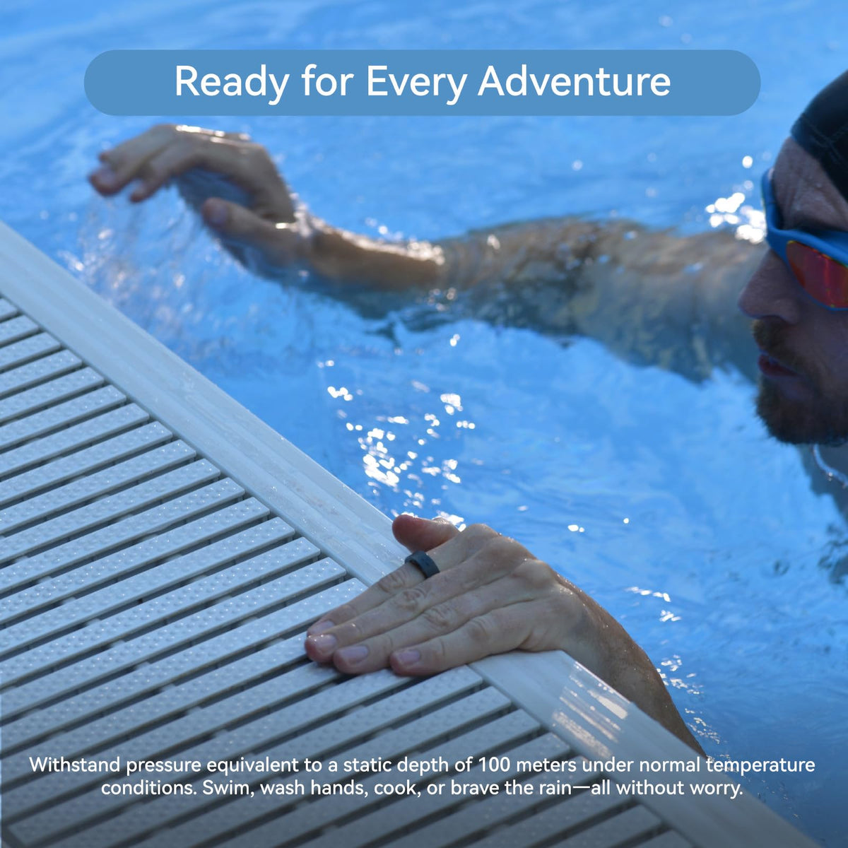 RingConn Gen 2 worn during swimming with 100m water resistance