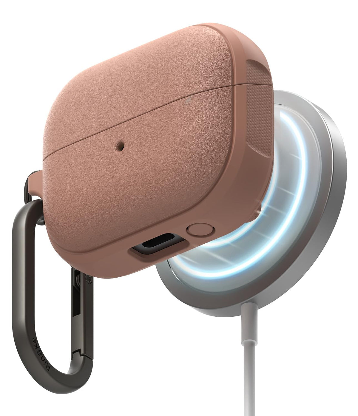 Ringke Onyx front view shows Constant Coral case protecting Galaxy Buds, easy access