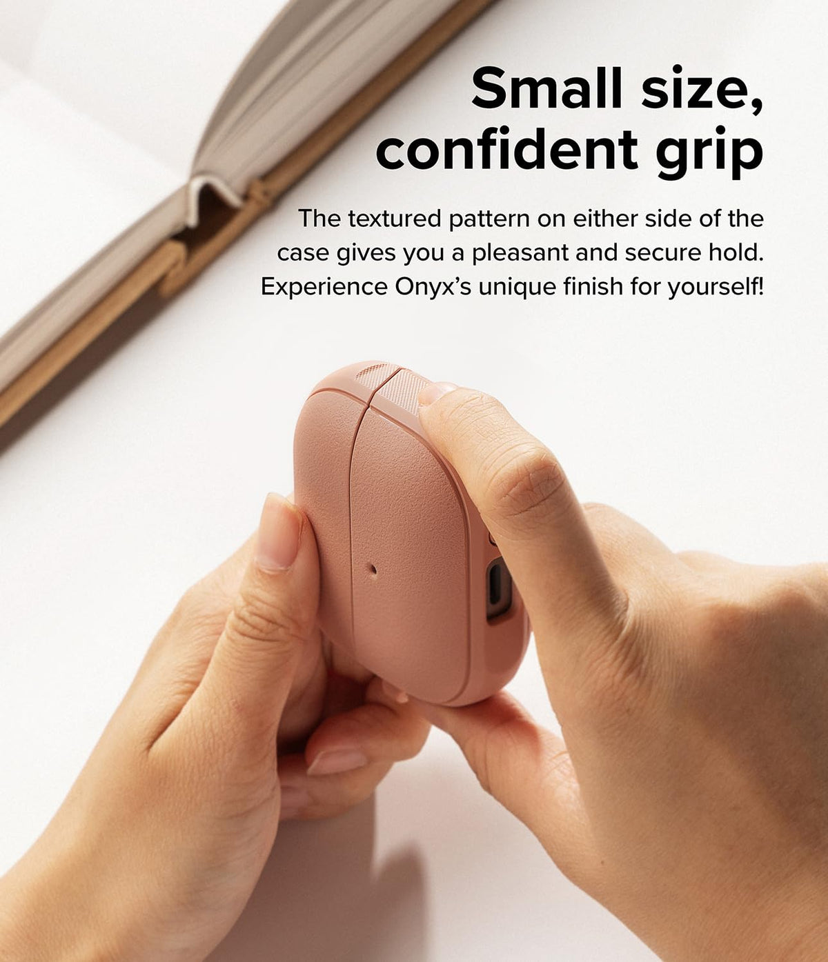 Ringke case clipped with included carabiner shows secure hands-free carry