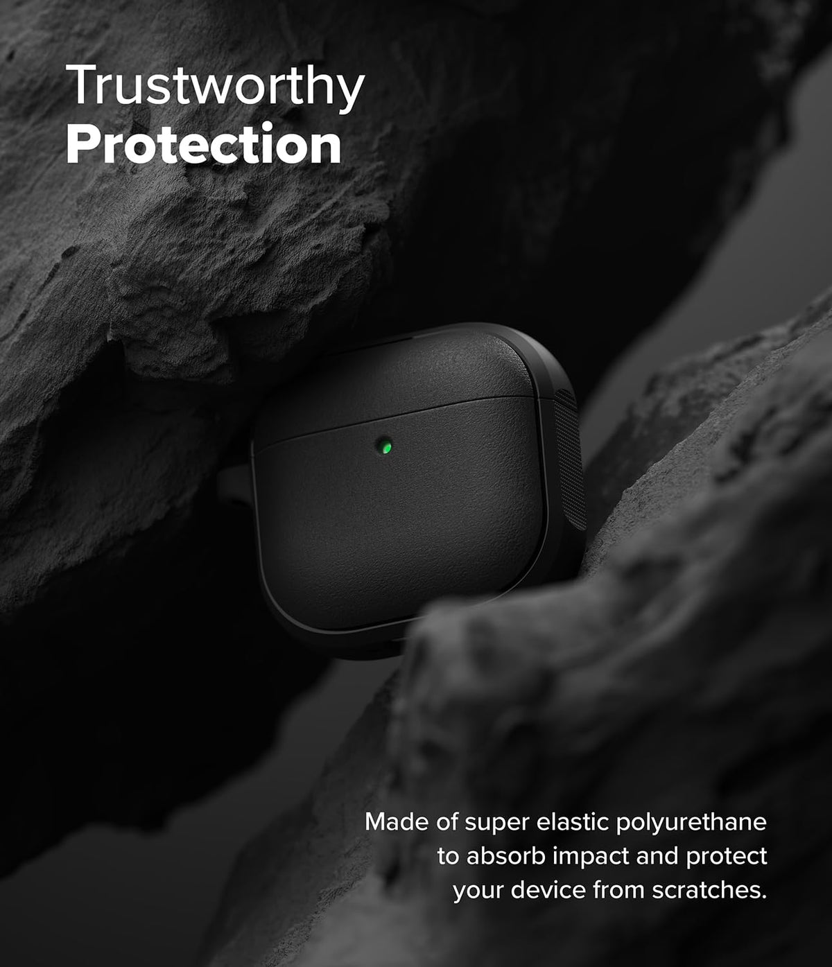 Ringke Onyx Magnetic AirPods 4 case in use on bag or pocket.