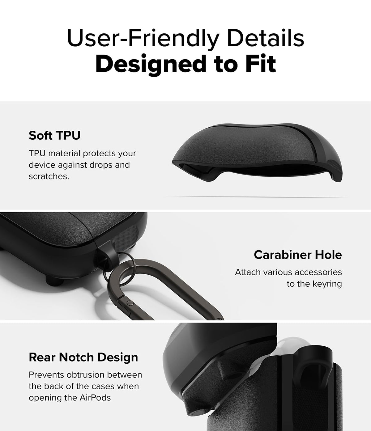 Ringke Onyx Magnetic AirPods 4 case non-slip texture improves grip.