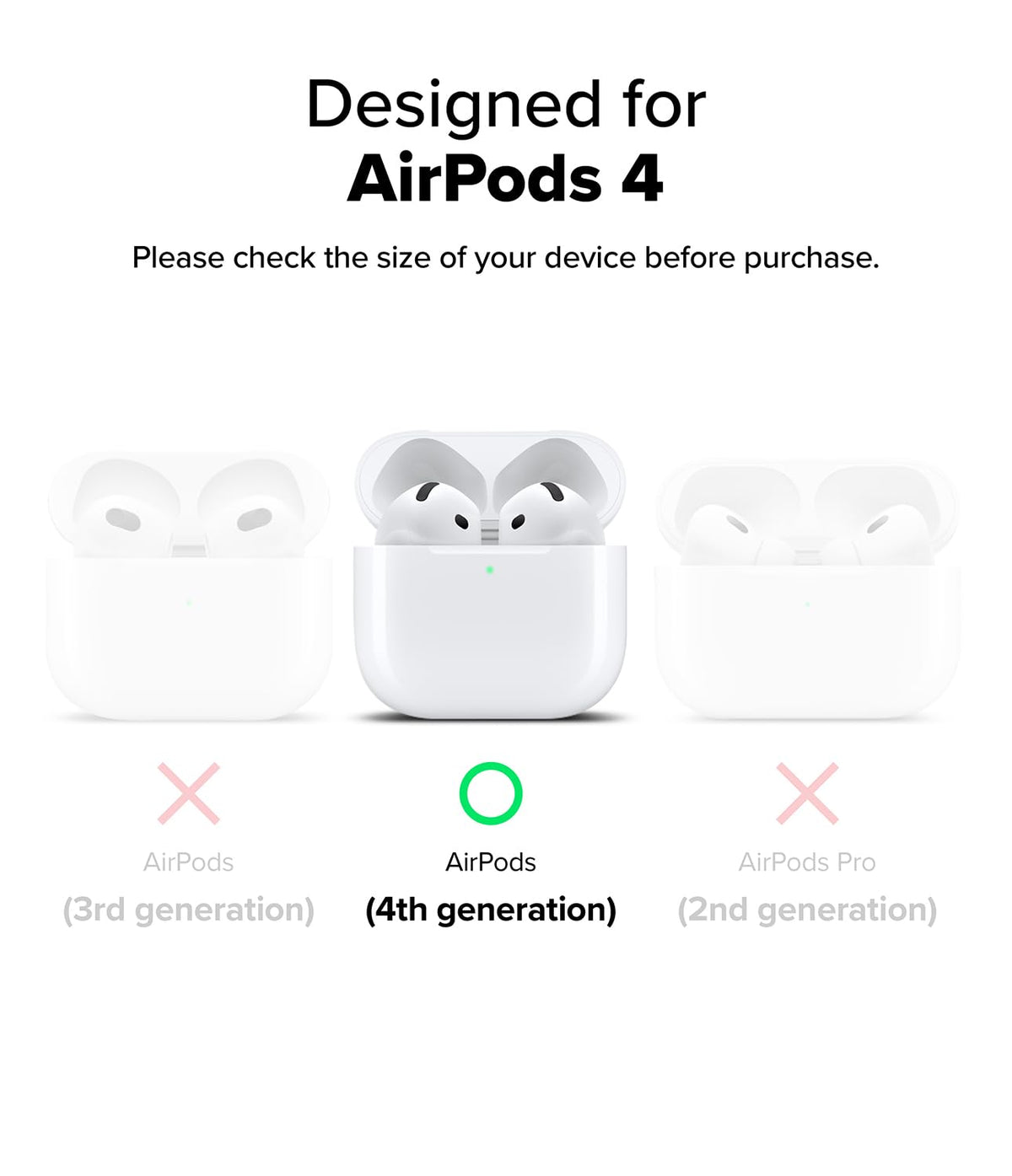 Ringke Onyx Magnetic AirPods 4 case side profile highlighting lightweight comfort.
