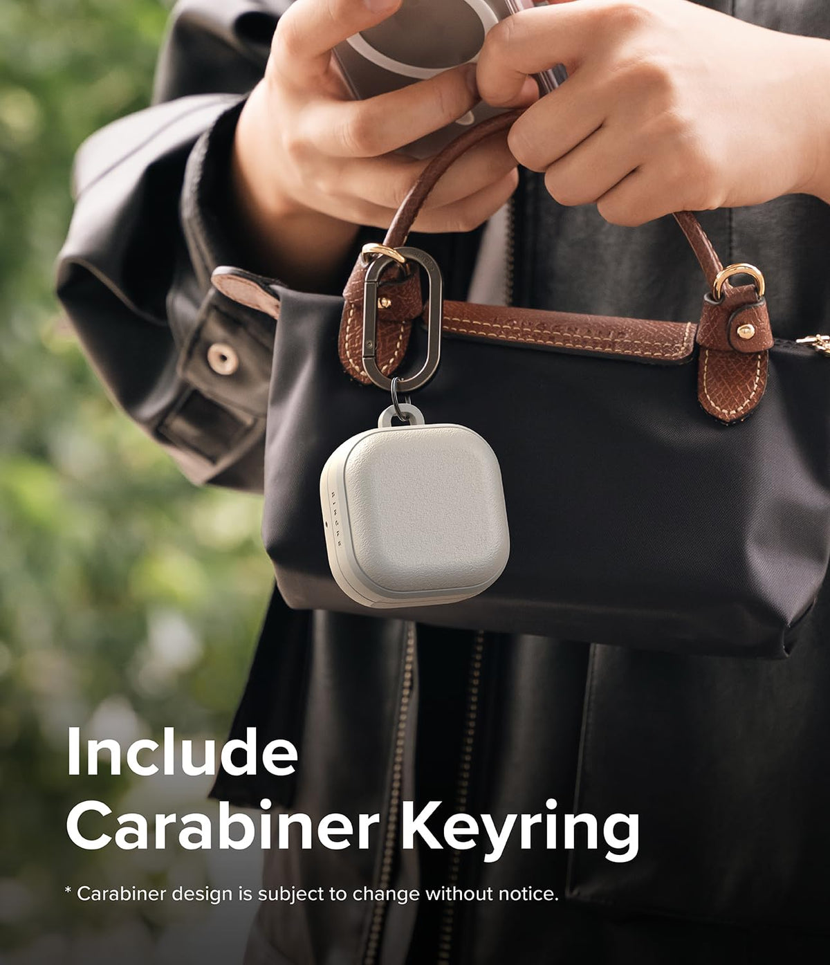 Ringke Onyx clipped to a backpack pocket showing secure on-the-go use