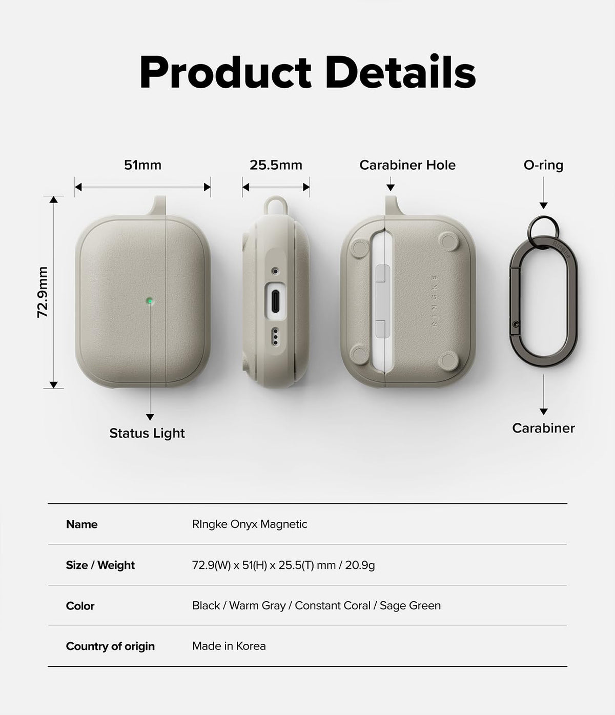 Ringke Onyx next to keys showing compact size and pocket-friendly scale