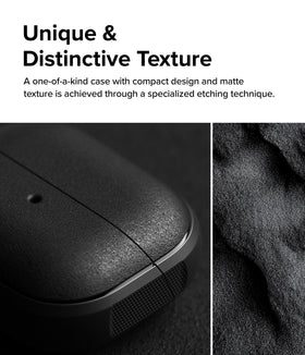 Ringke Onyx next to earbuds case for scale and protective coverage benefit